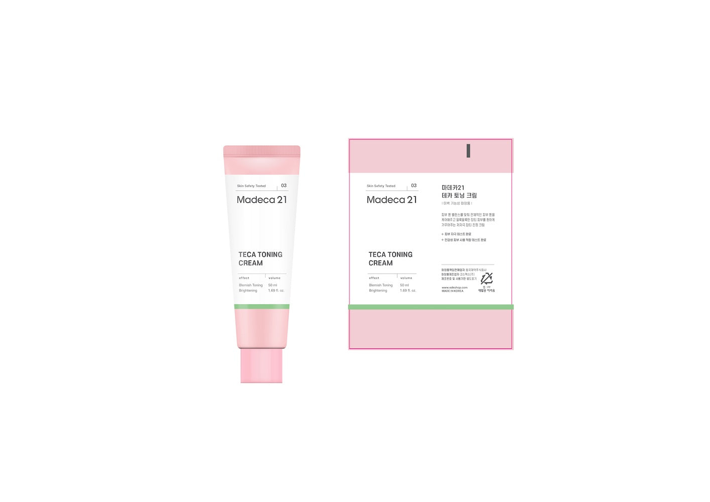 Madeca21 Teca Toning Cream applied to cheek