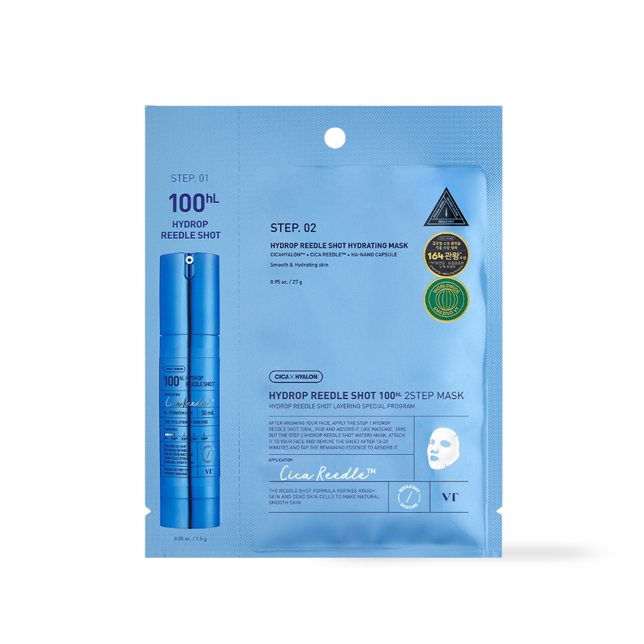 VT Cosmetics Hydrop Reedles Shot 100HL 2 Step Mask Korean ampoule product image