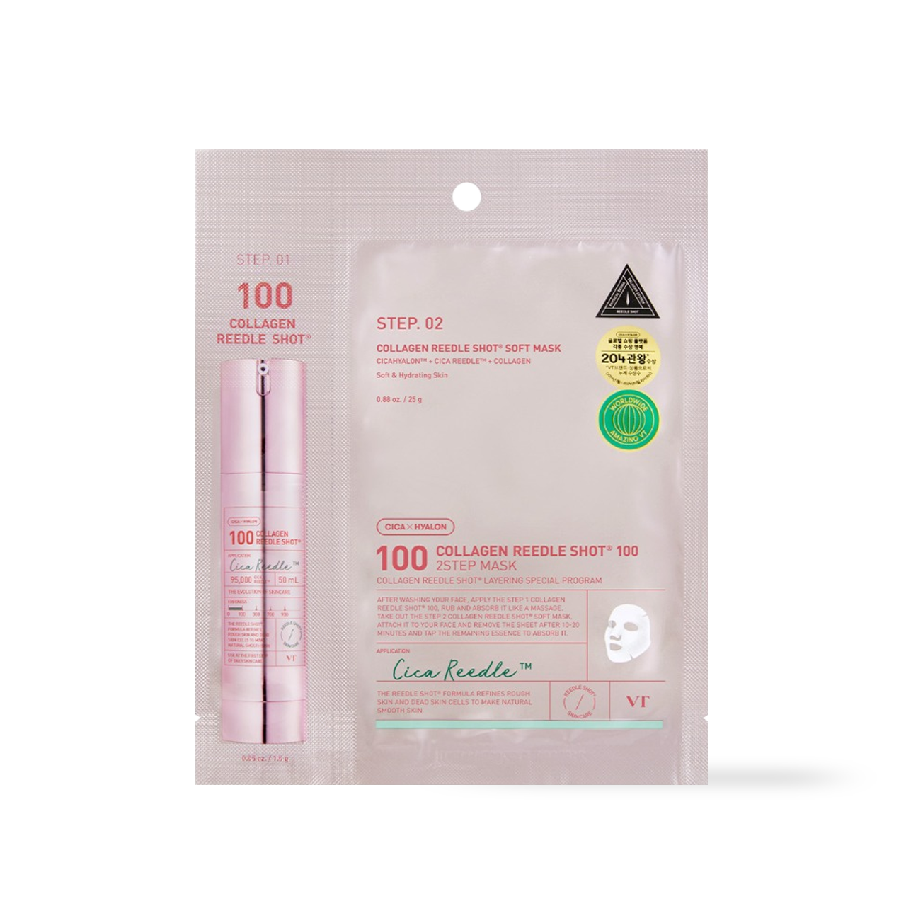 VT Cosmetics Collagen Reedles Shot 100HL 2 Step Mask Korean ampoule product image