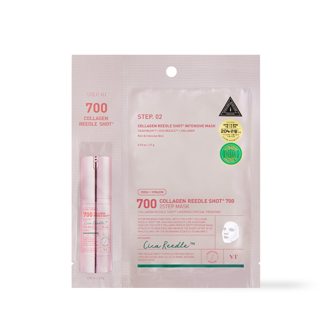 VT Cosmetics Collagen Reedles Shot 700HL 2 Step Mask Korean ampoule product image