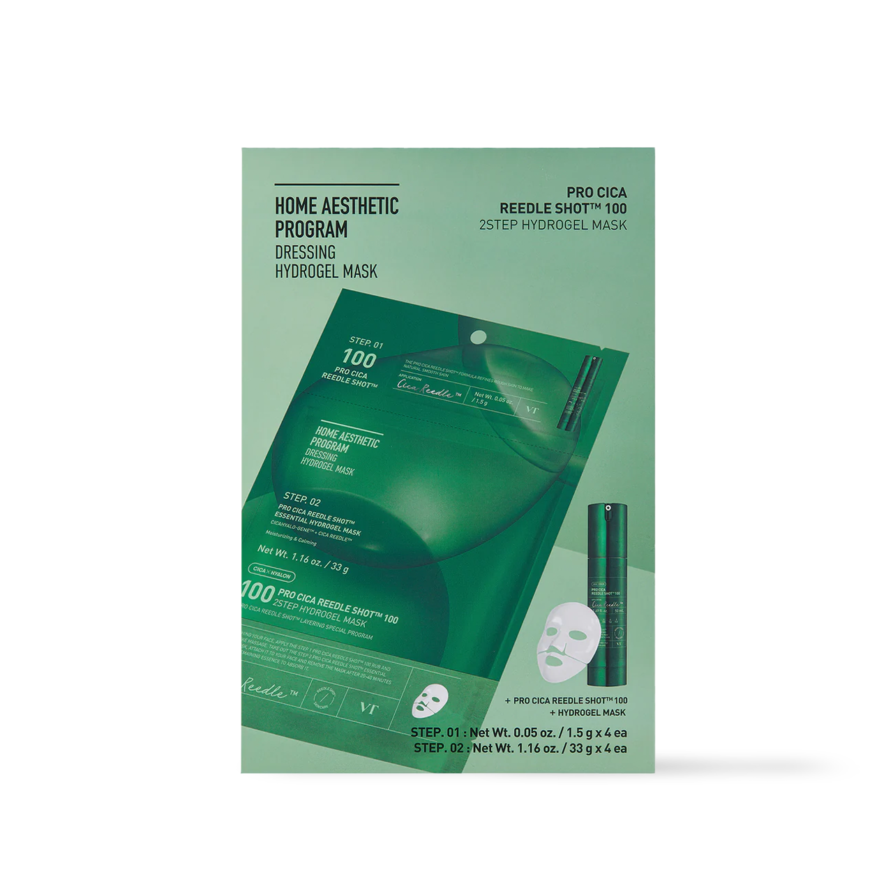 VT Cosmetics Pro Cica Reedle Shot 100 2STEP Hydrogel Mask 4ea Korean ampoule product image