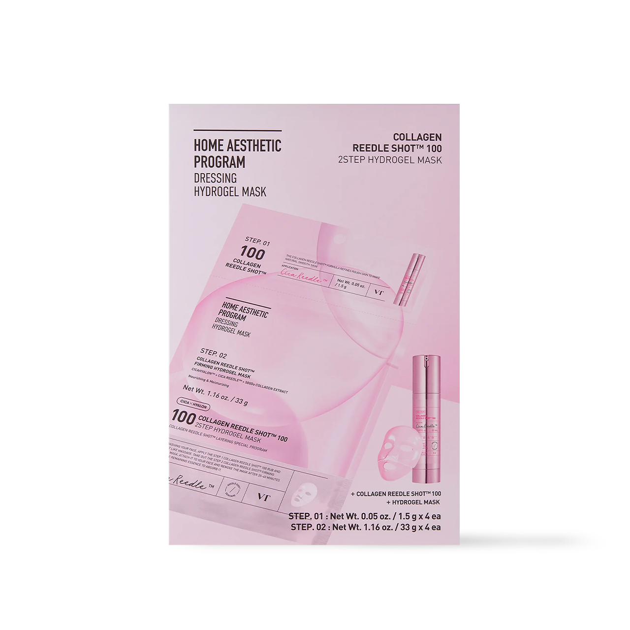 VT Cosmetics Collagen Reedle Shot 100 2STEP Hydrogel Mask 4ea Korean ampoule product image