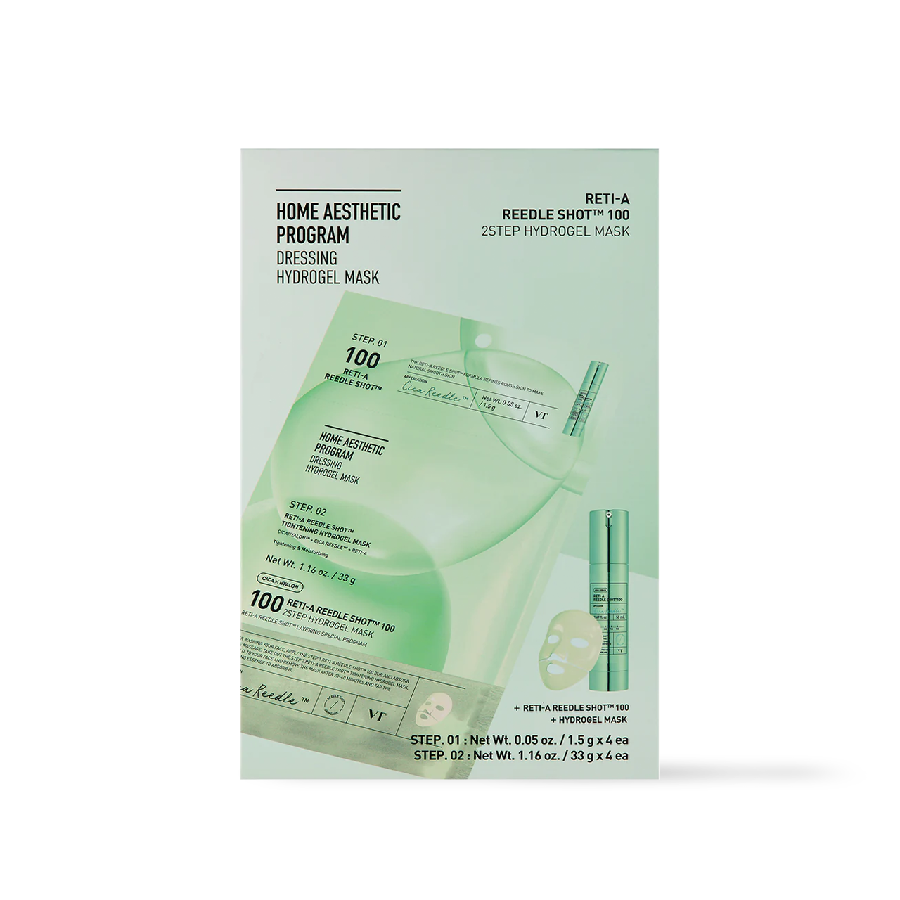 VT Cosmetics Reti a Reedle Shot 100 2STEP Hydrogel Mask 4ea Korean ampoule product image