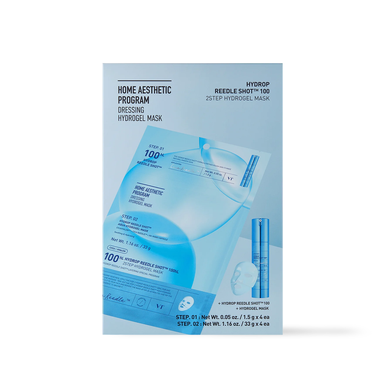 VT Cosmetics Hydrop Reedle Shot 100HL 2STEP Hydrogel Mask 4ea Korean ampoule product image