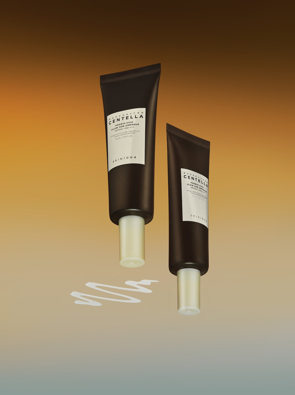 Sun serum dispensed onto an open palm
