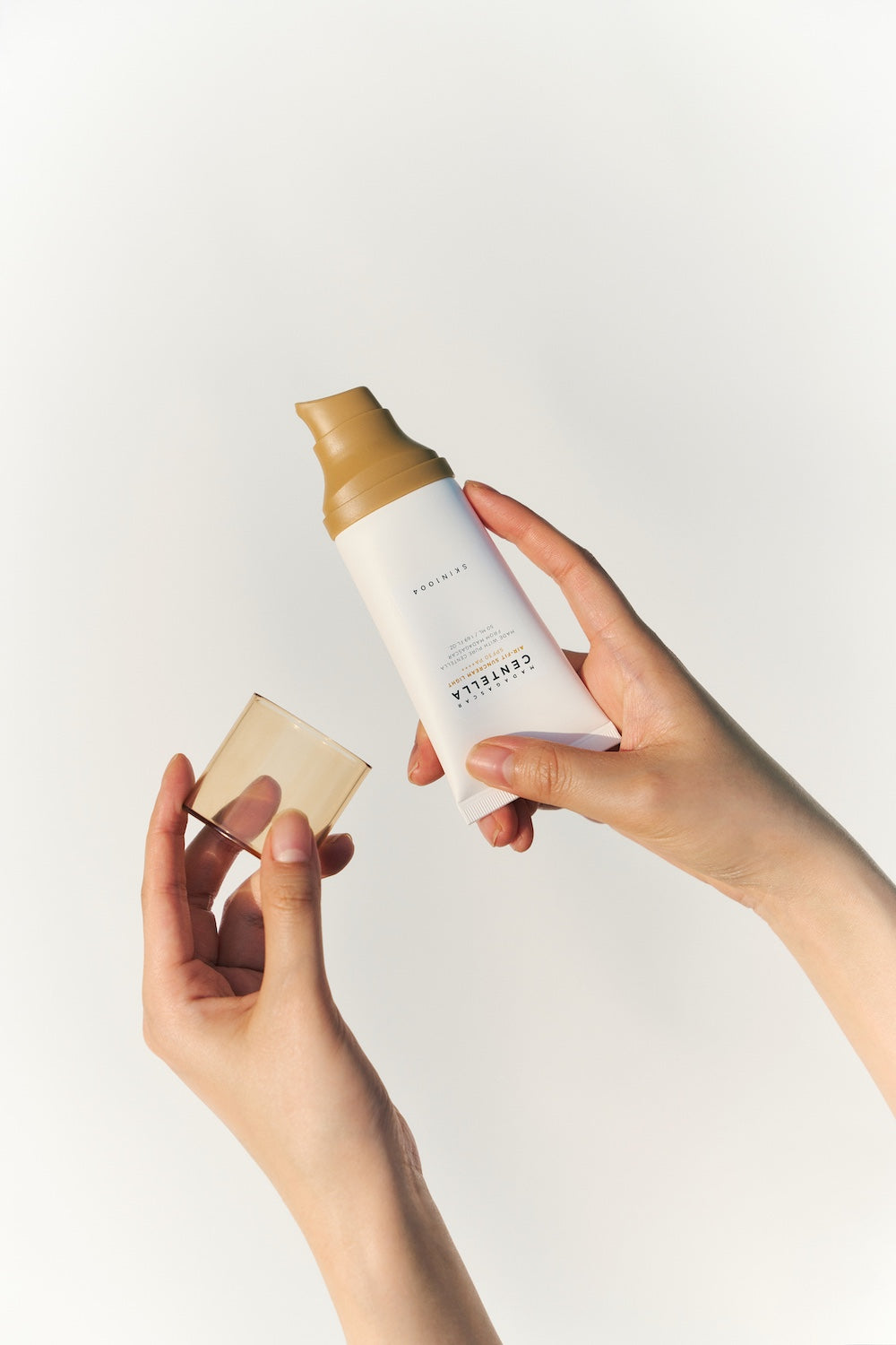The bottle photographed from above on a flat surface