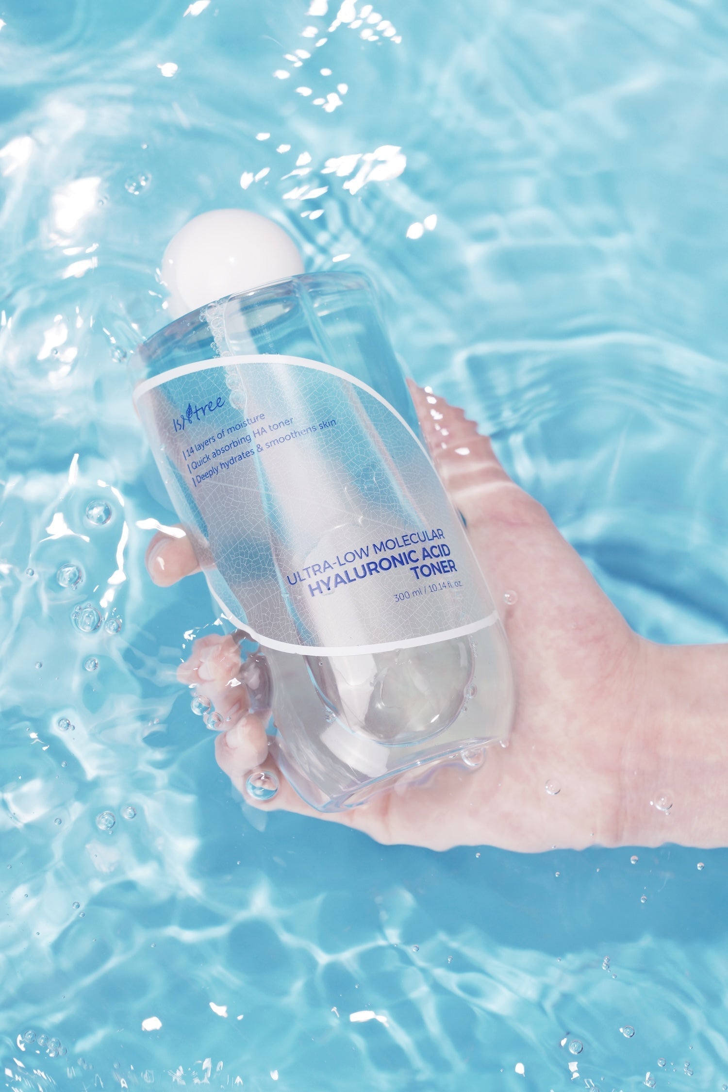 Model applying ultra low molecular toner during morning routine
