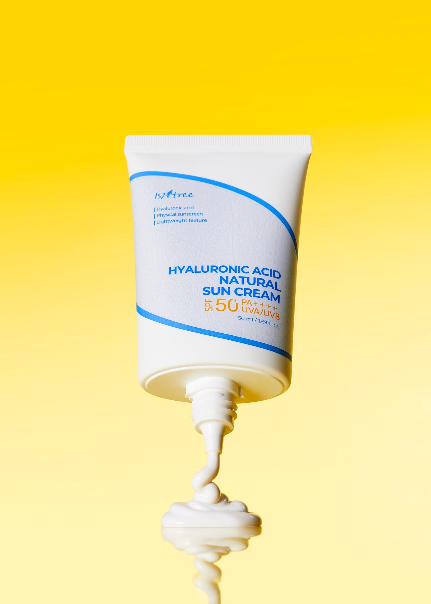 Back of Isntree Natural Sun Cream box showing full INCI list