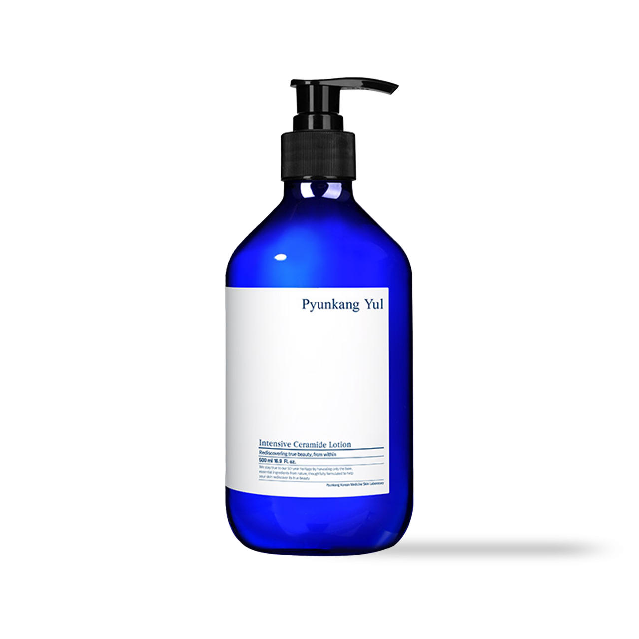 Ceramide lotion bottle cap removed showing pump