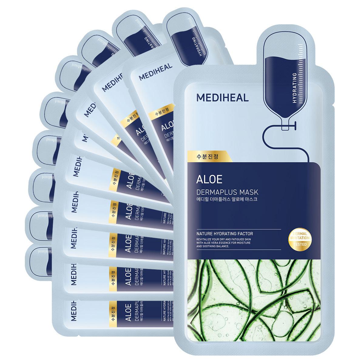 MEDIHEAL Derma Plus Aloe Mask 10ea Korean skincare product image