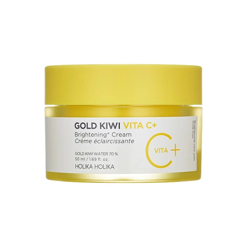 Holika Holika Gold Kiwi Vita C Brightening Cream packaging, niacinamide kiwi moisturiser