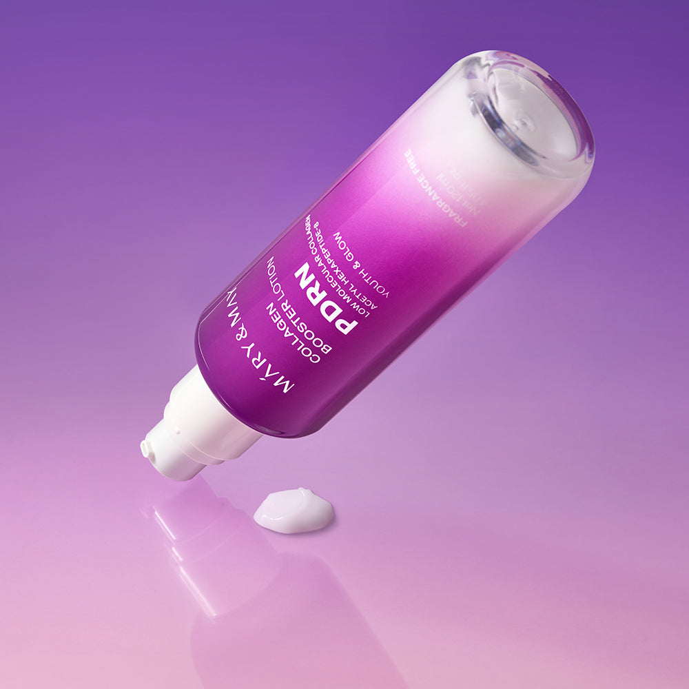 Back of Mary&May Collagen Booster Lotion box showing full INCI list