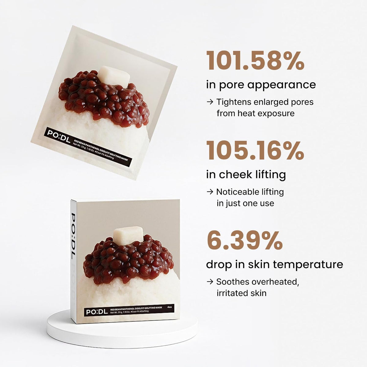 PO:DL Red Bean Panthenol Coolfit Gelfting Mask (4ea) ( + Special Gift)