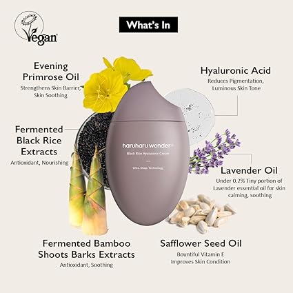 [Haruharu Wonder] Black Rice Hyaluronic Cream 1.69 fl. oz / 50ml | Fermented Facial Moisturizer, Facial Cream | Vegan, Cruelty Free, EWG-Green