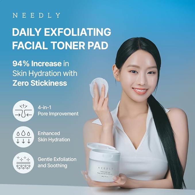 Gentle exfoliating toner pad for daily skincare routine