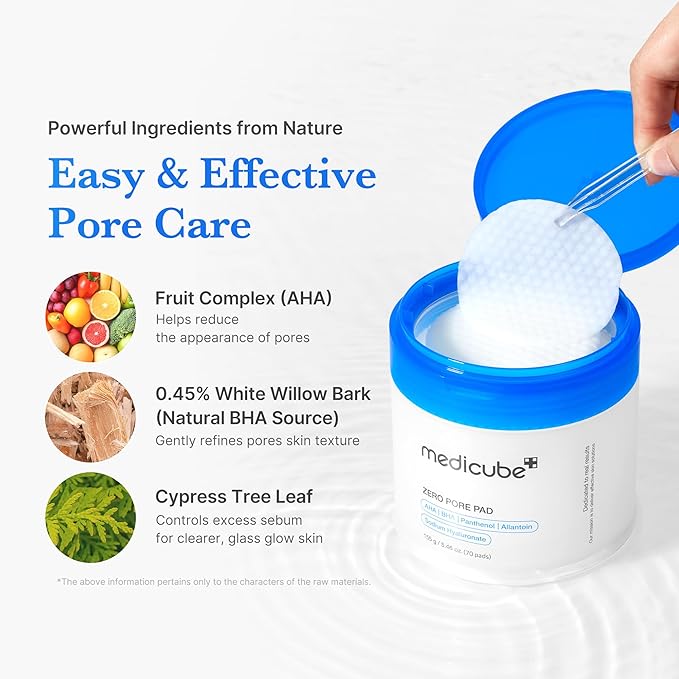 Medicube Zero Pore Pads 2.0 – Pore Care Toner Pads with Centella Asiatica and AHA BHA Formula