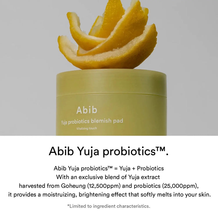 [Abib] Yuja probiotics blemish pad Vitalizing touch - 140ml. 60 pads - Enrapturecosmetics