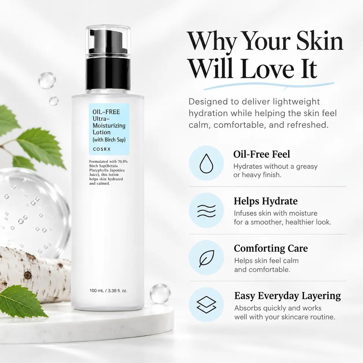 COSRX Oil Free Ultra Moisturizing Lotion with Birch Sap 100ml