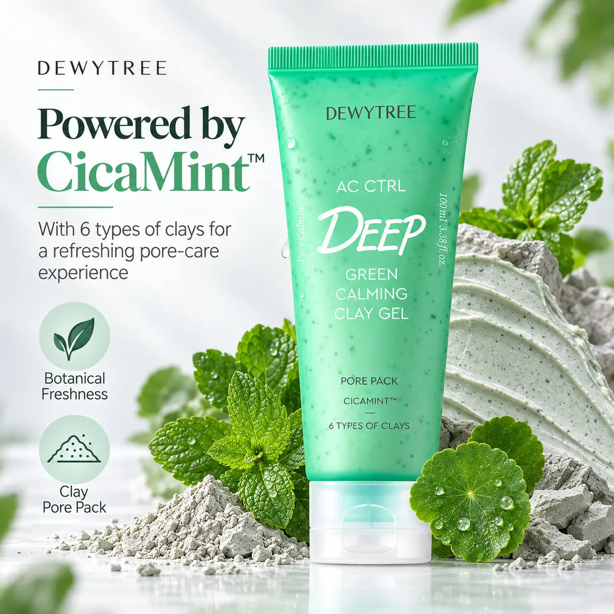 DEWYTREE AC Ctrl Deep Green Calming Clay Gel Pore Pack 100ml