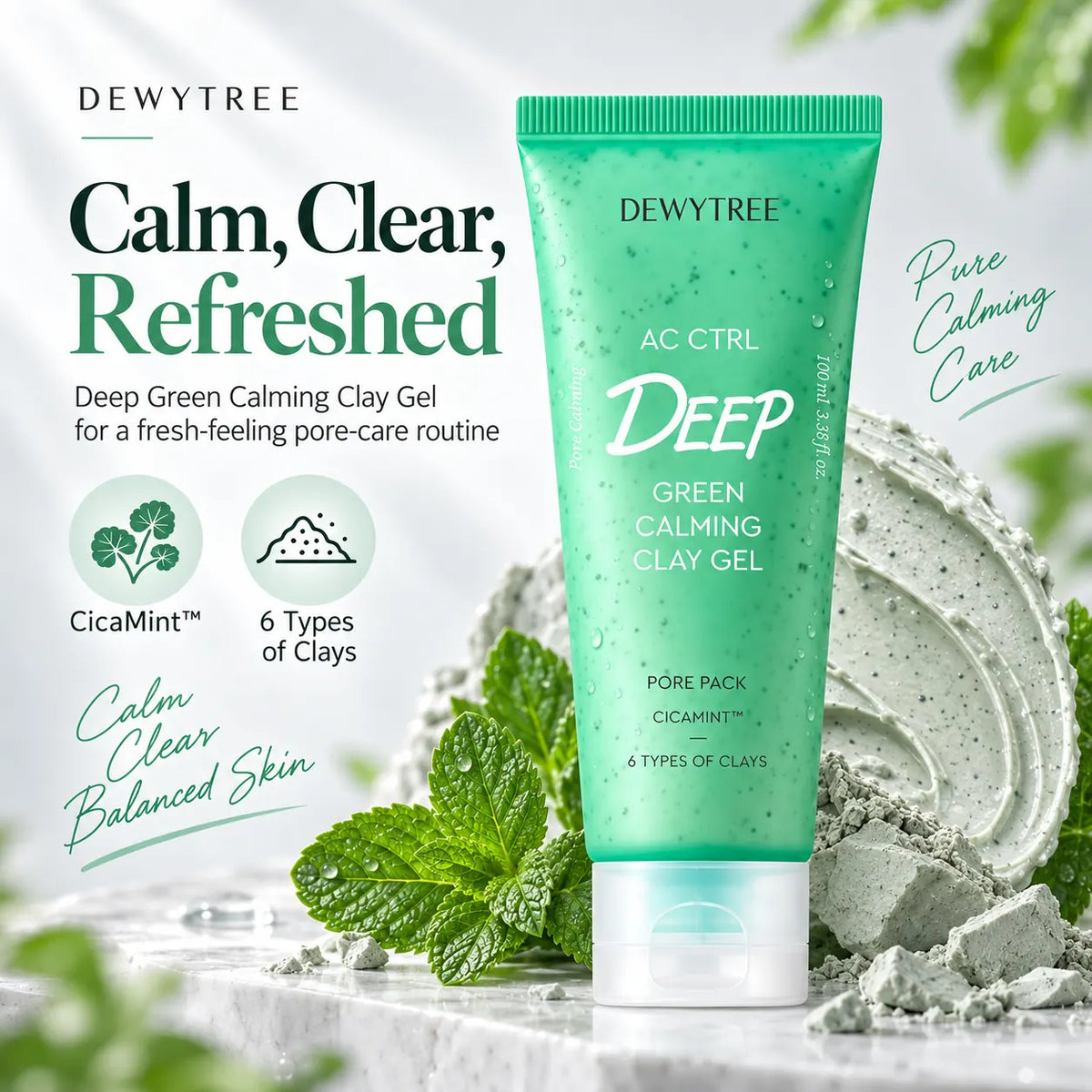DEWYTREE AC Ctrl Deep Green Calming Clay Gel Pore Pack 100ml