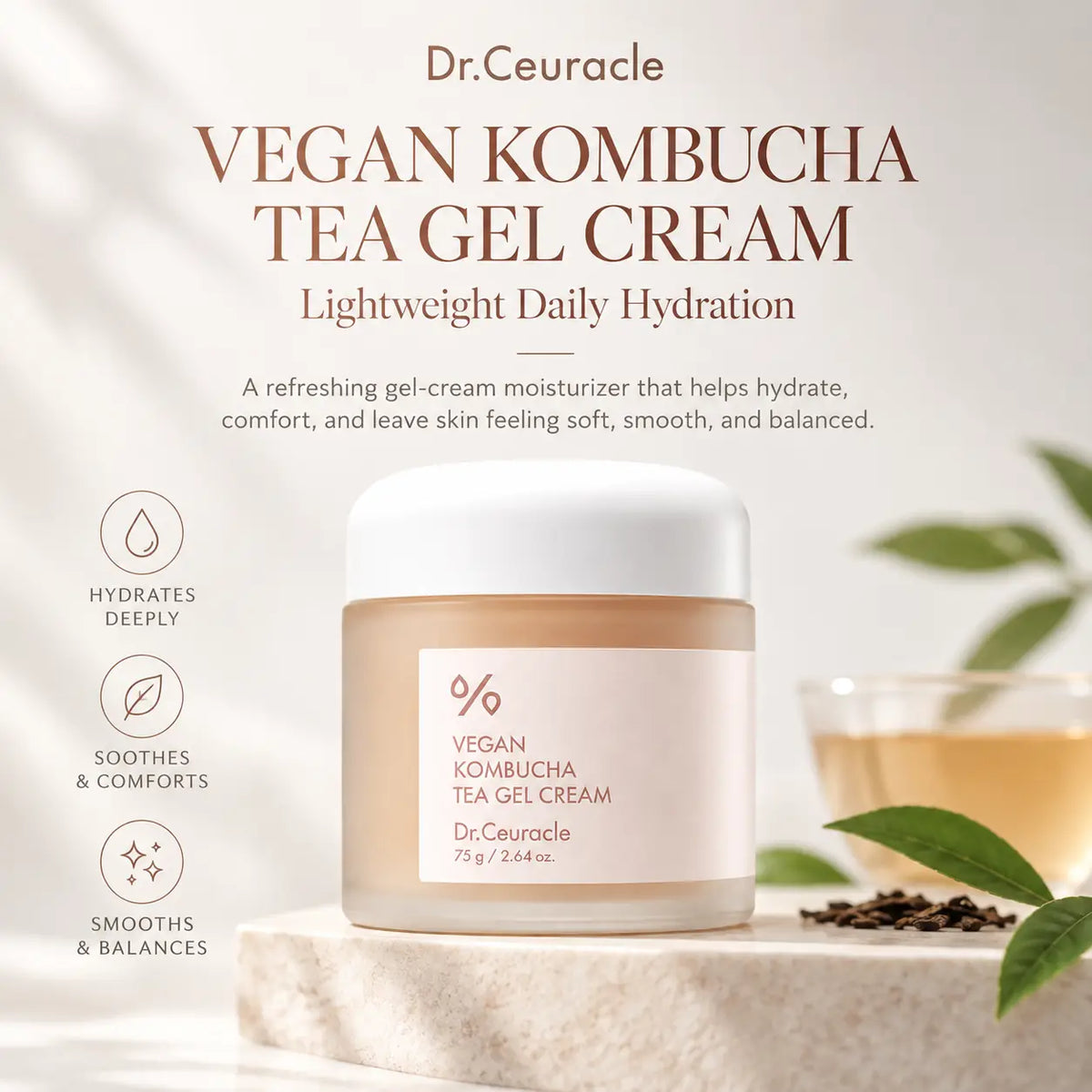 Dr. Ceuracle Vegan Kombucha Tea Gel Cream 75g