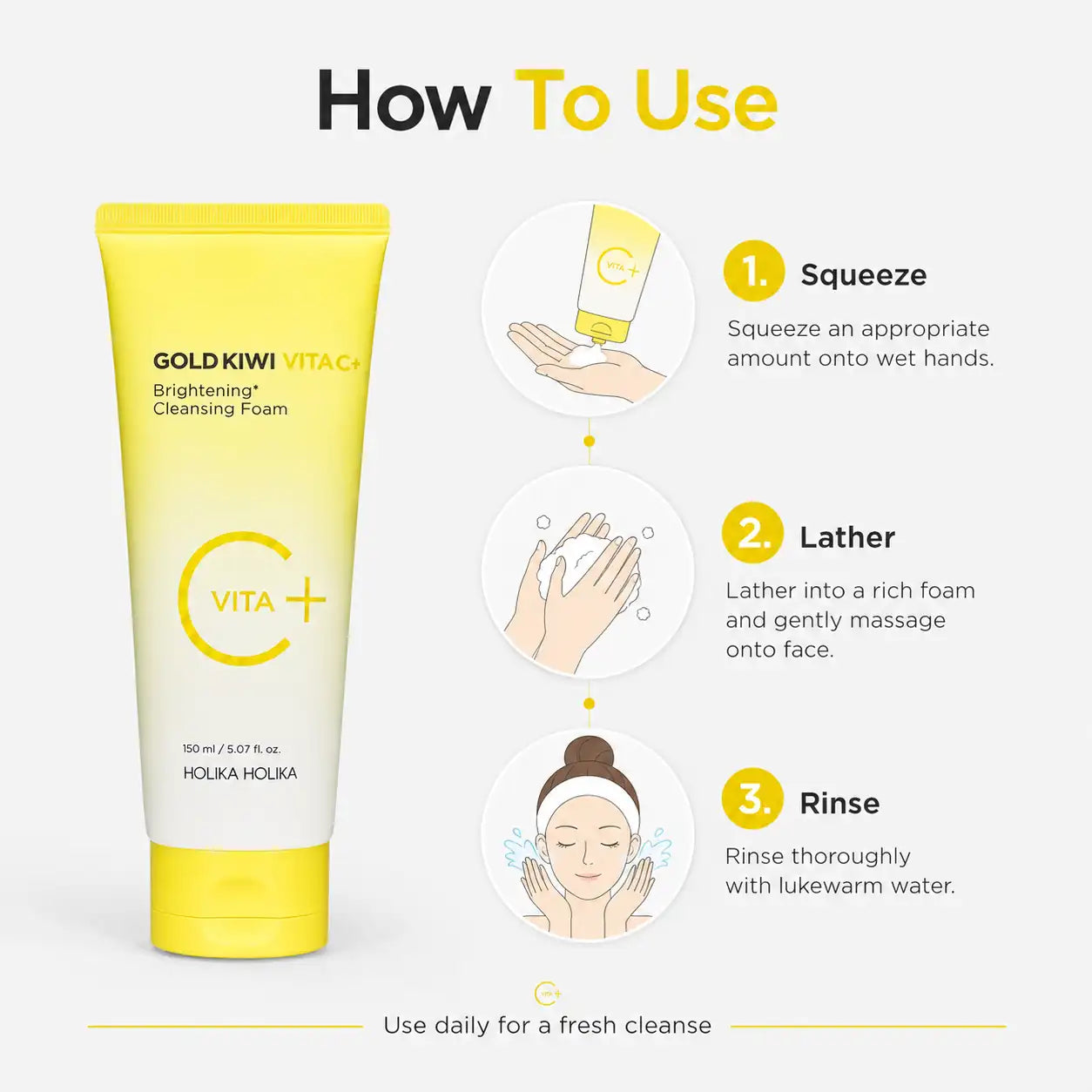Holika Holika Gold Kiwi Vita C Cleansing Foam 150ml