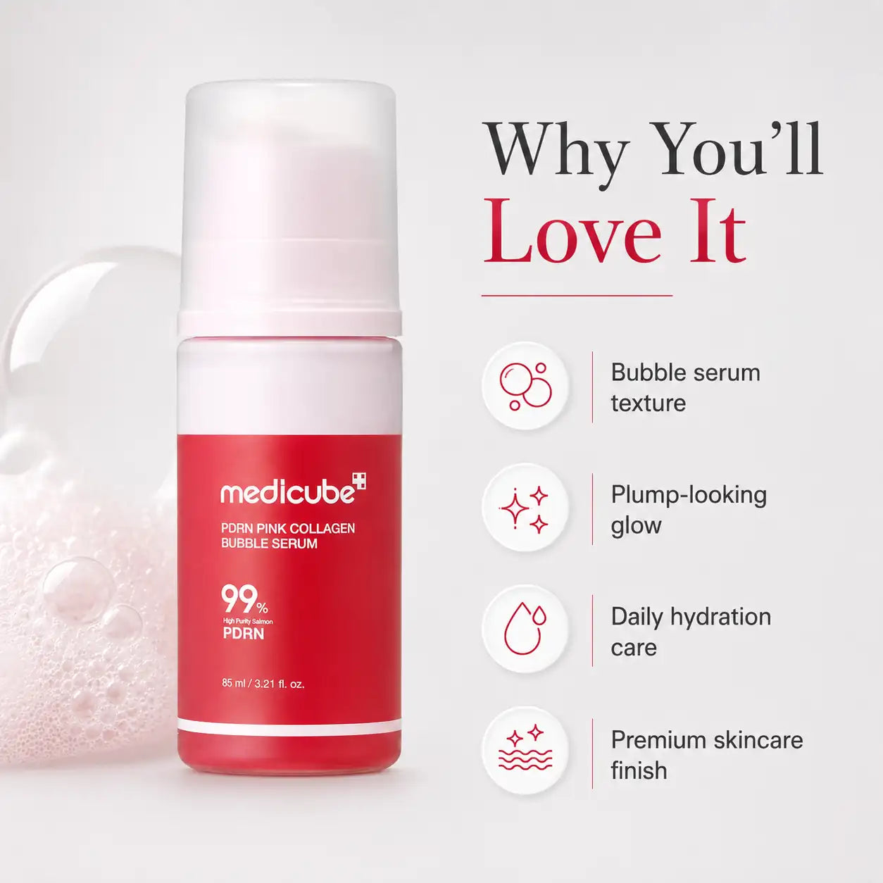 Medicube PDRN Pink Collagen Bubble Serum 95ml