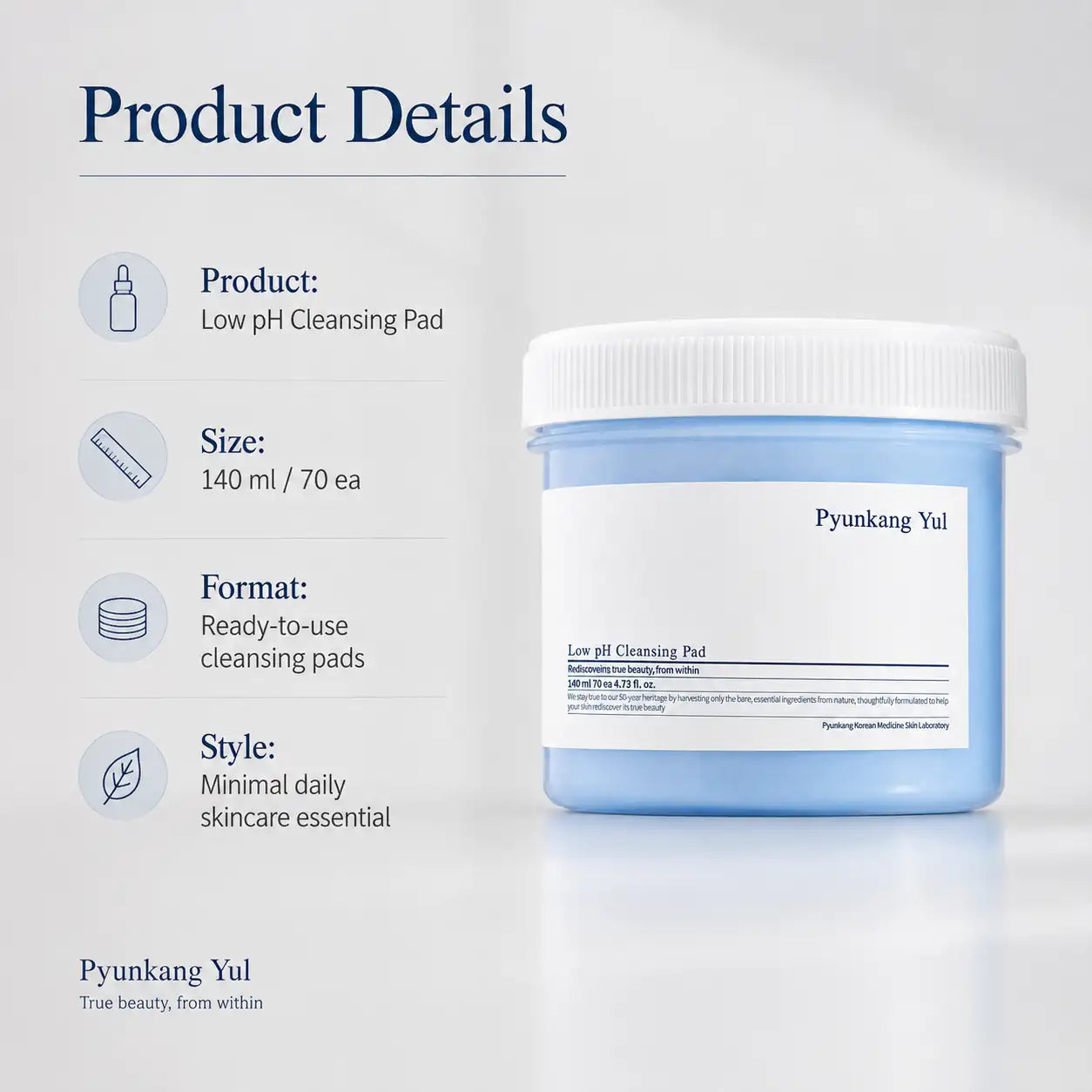 Pyunkang Yul Low pH Cleansing Pad 140ml 70ea