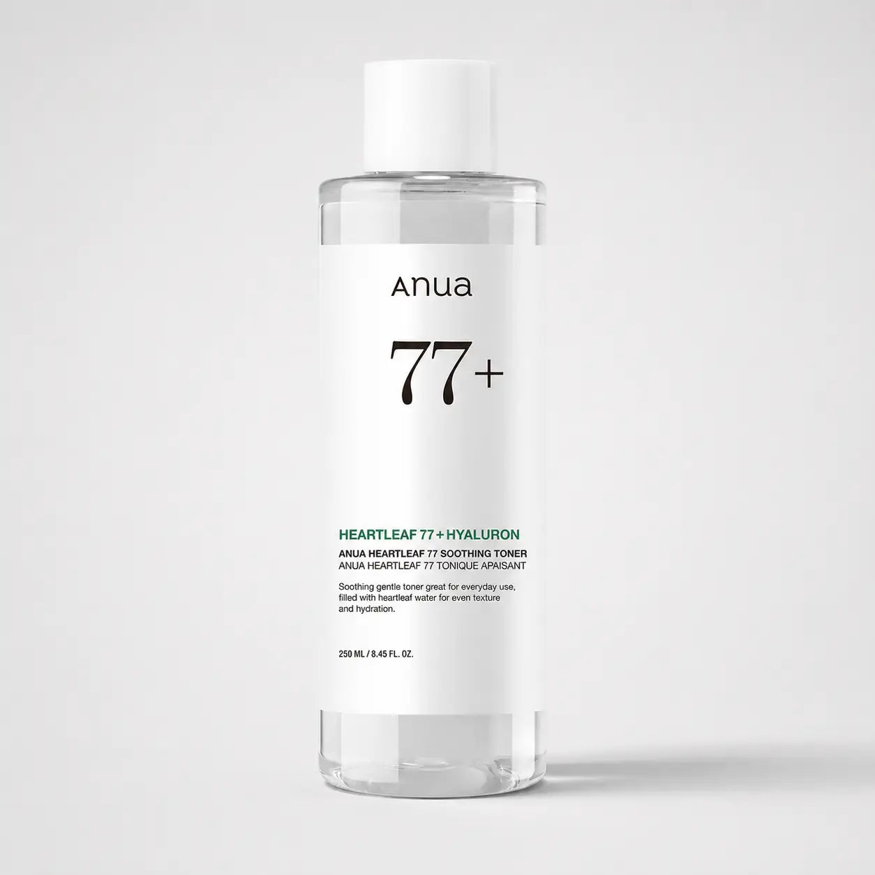 ANUA Heartleaf 77% Soothing Toner bottle shown upright against a plain background