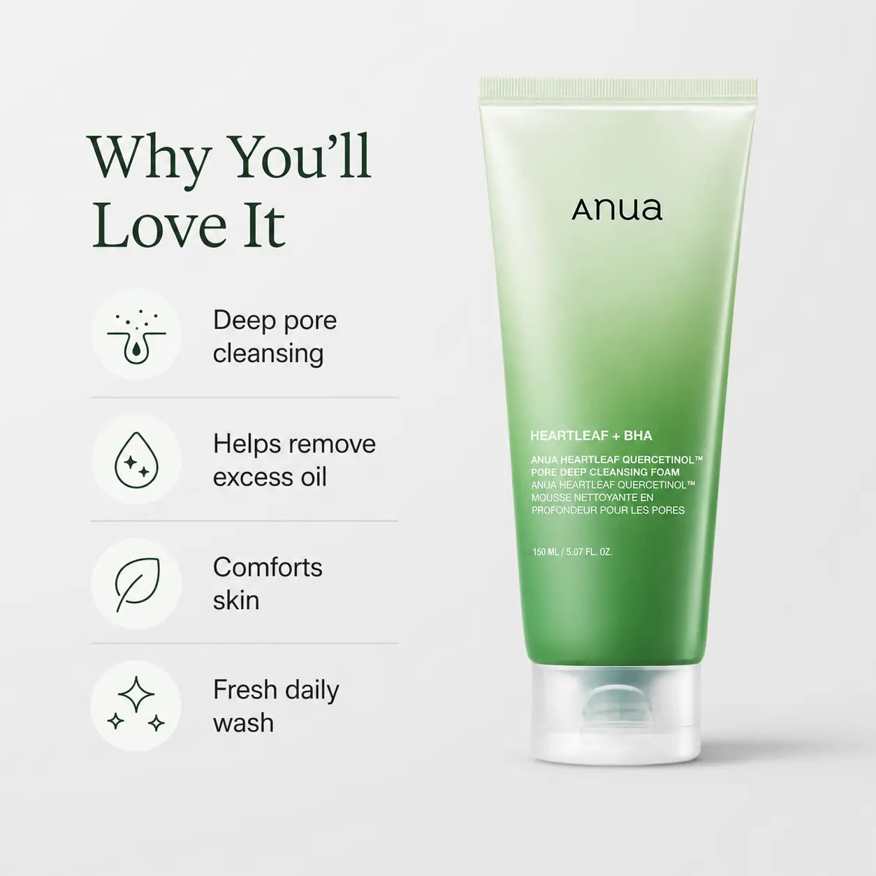 ANUA Heartleaf Quercetinol Pore Deep Cleansing Foam 150ml