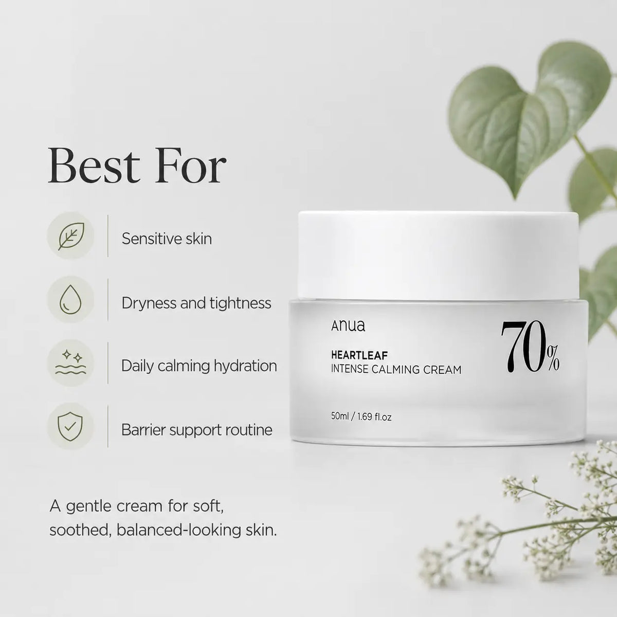 ANUA Heartleaf 70% Intense Calming Cream 50ml