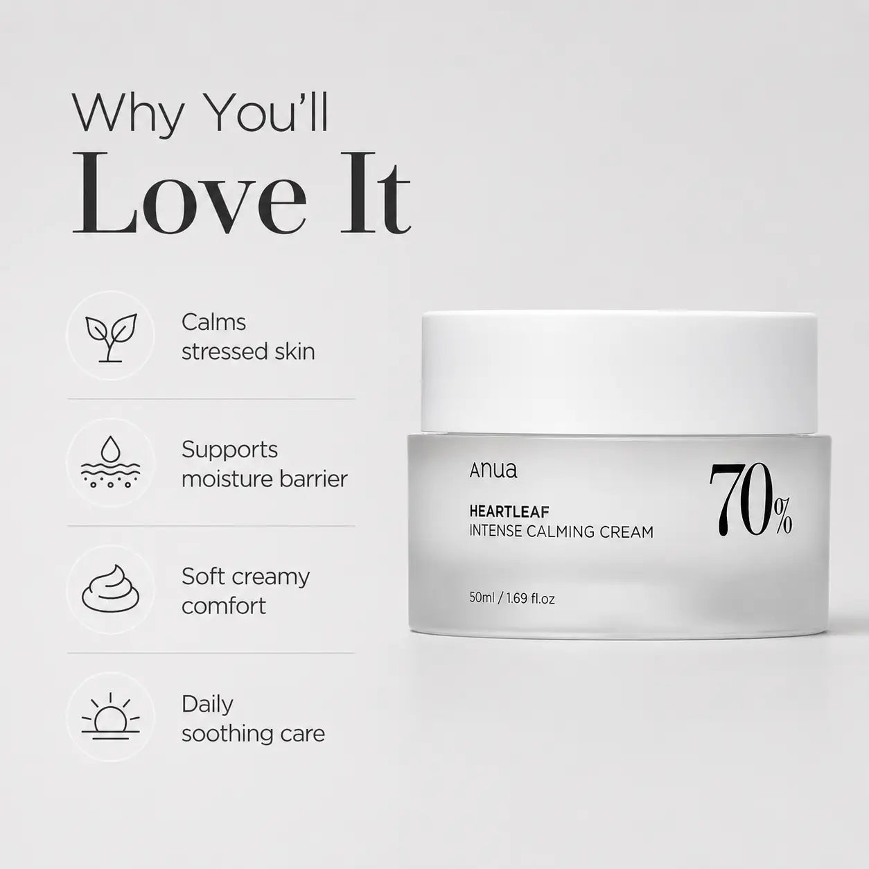 ANUA Heartleaf 70% Intense Calming Cream 50ml