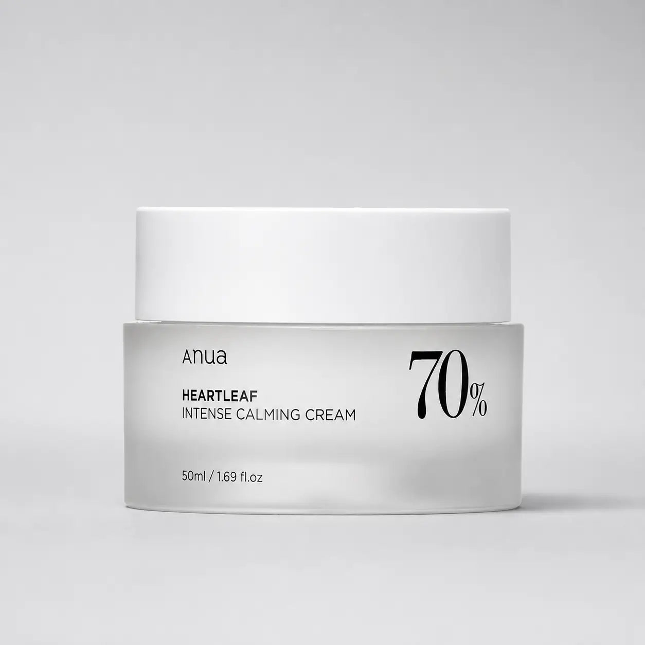 ANUA Heartleaf 70% Intense Calming Cream tub shown upright against a plain background