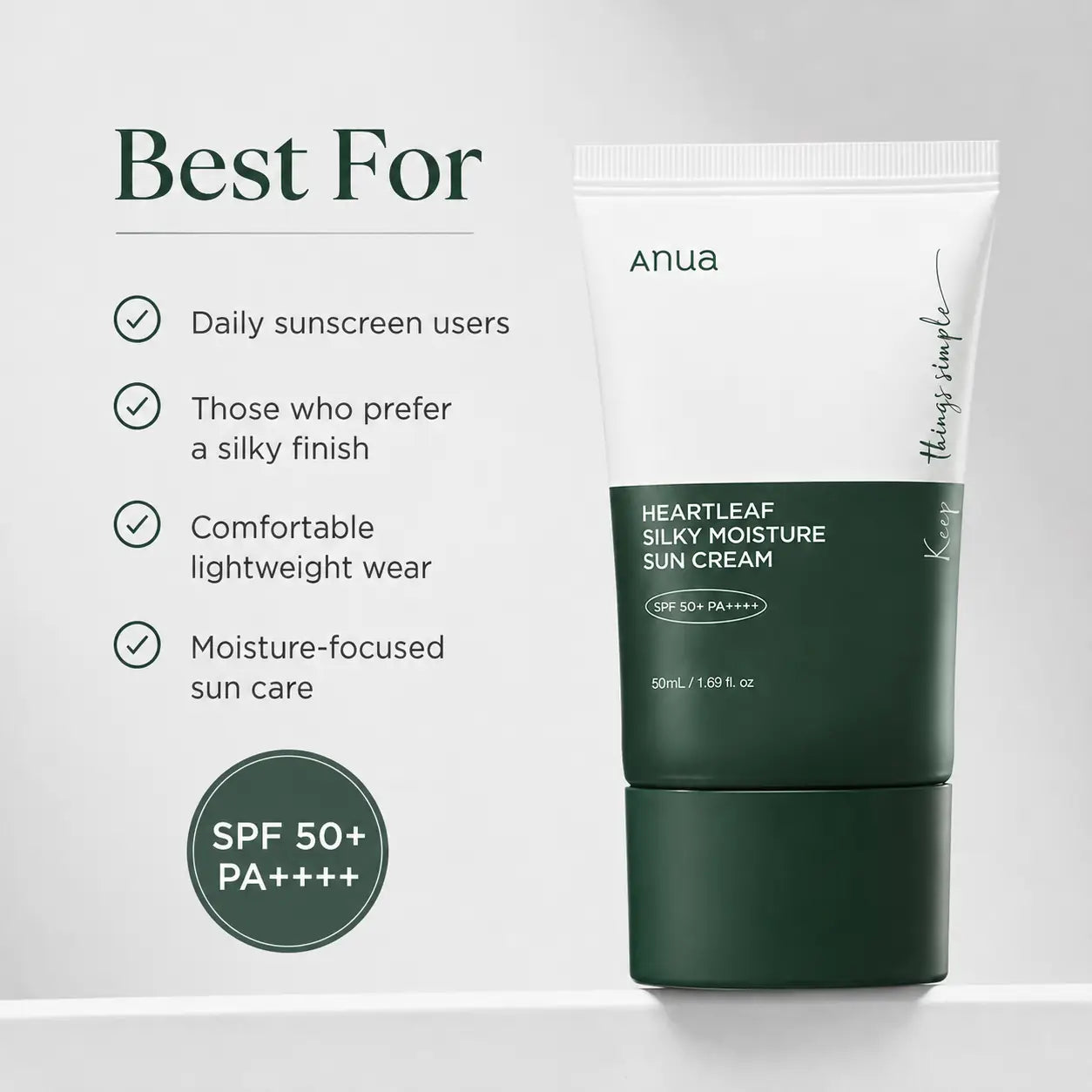 ANUA Heartleaf Silky Moisture Sunscreen 50ml