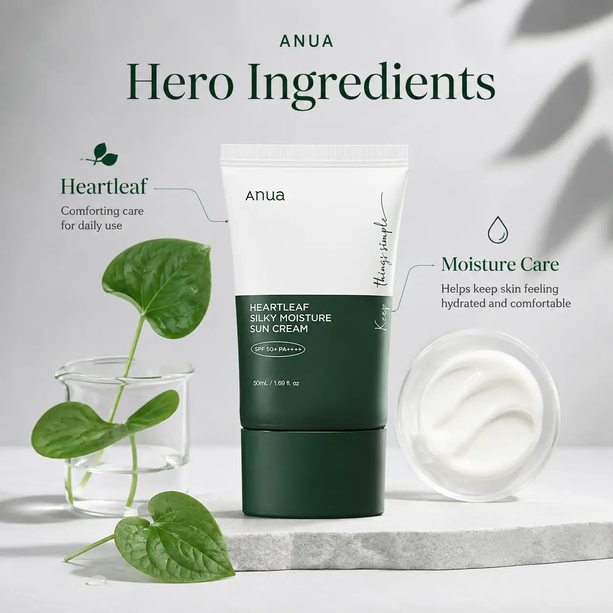 ANUA Heartleaf Silky Moisture Sunscreen 50ml