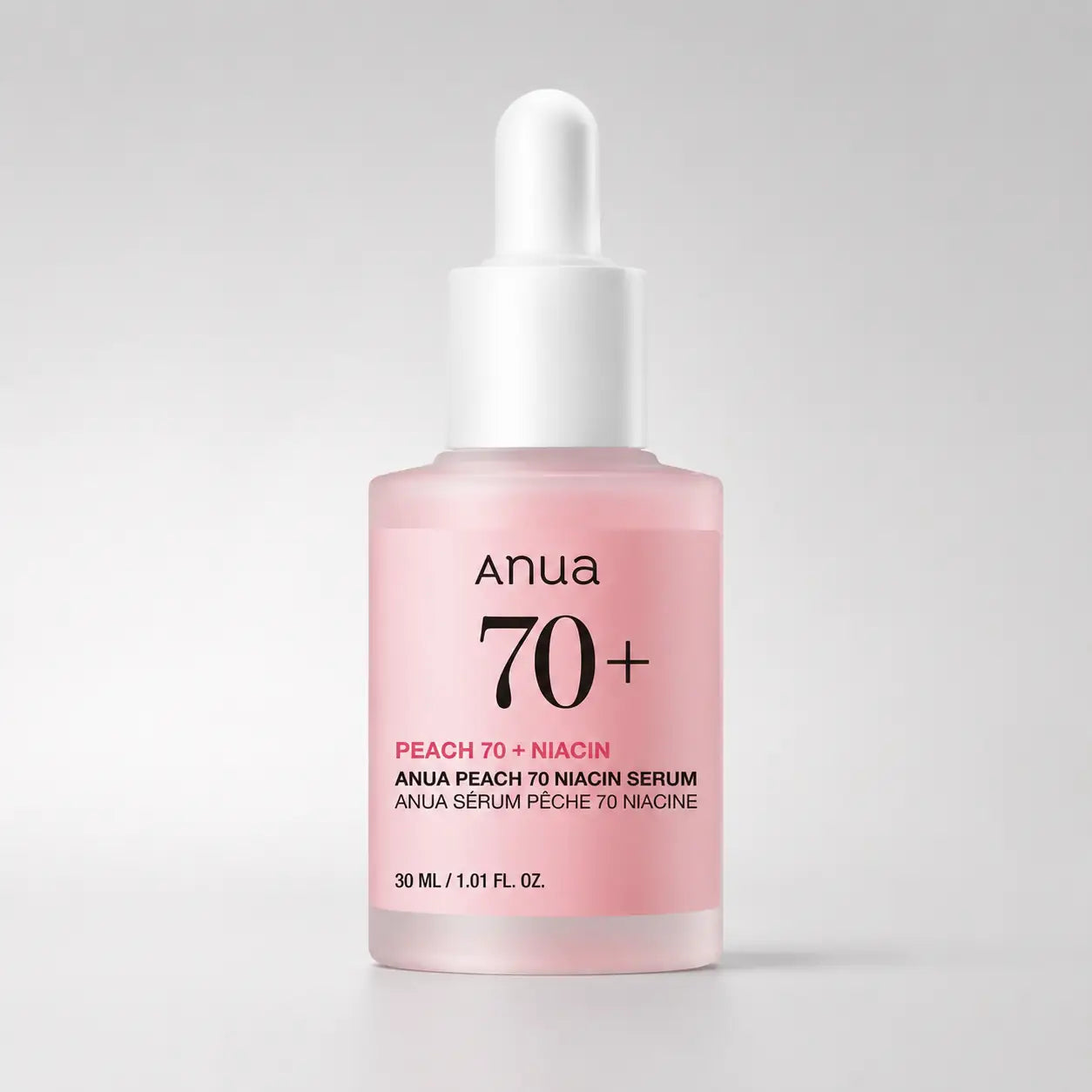 ANUA Peach 70% Niacinamide Serum bottle shown upright against a plain background