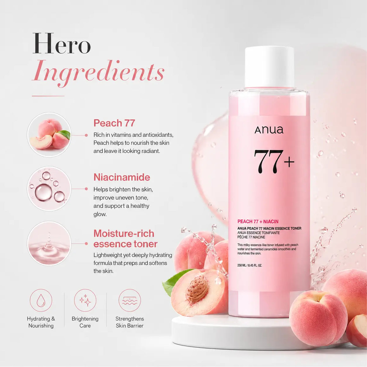 ANUA Peach 77% Niacin Essence Toner 250ml
