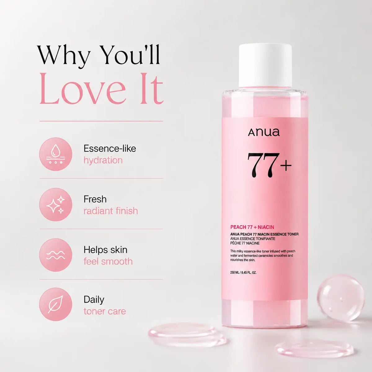 ANUA Peach 77% Niacin Essence Toner 250ml