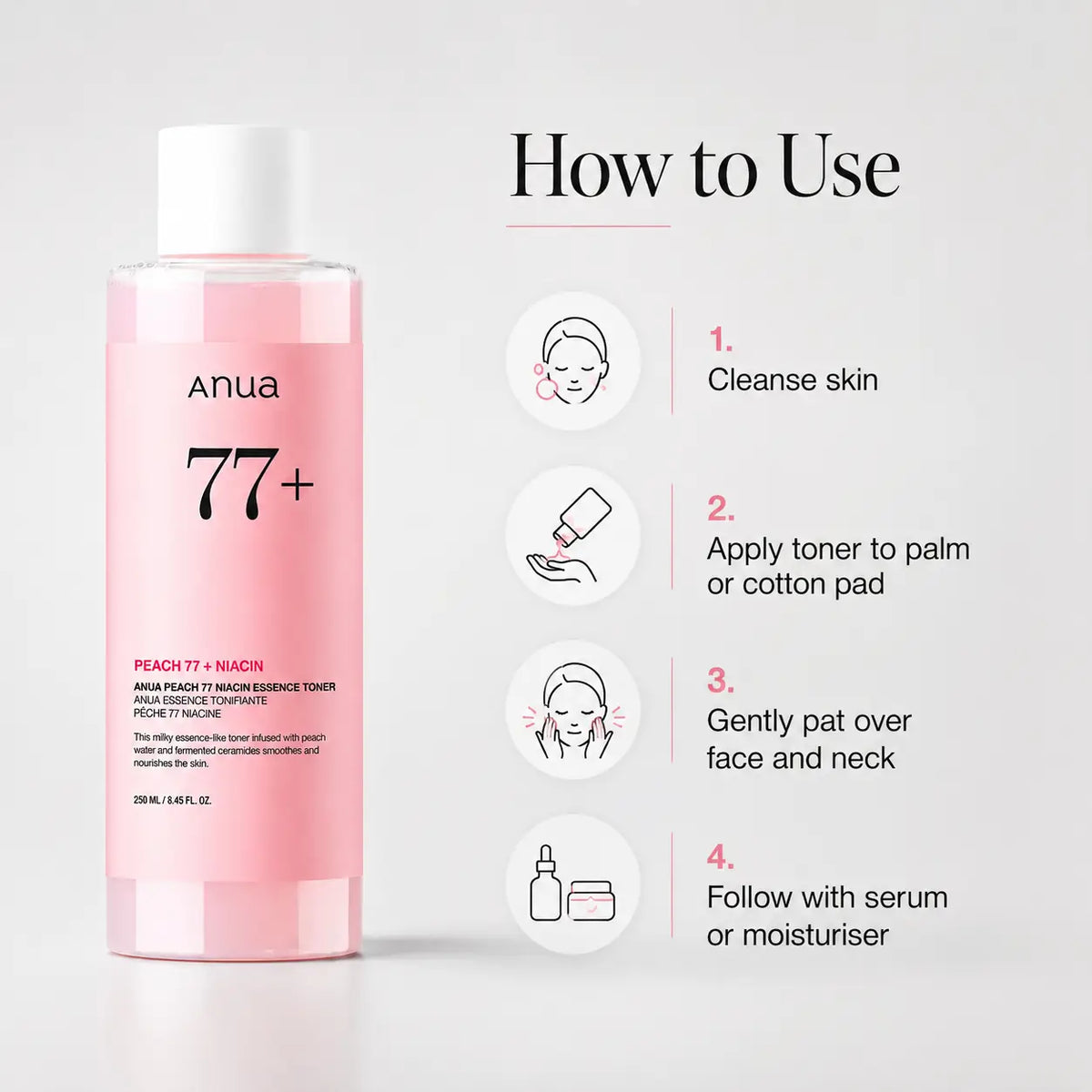 ANUA Peach 77% Niacin Essence Toner 250ml