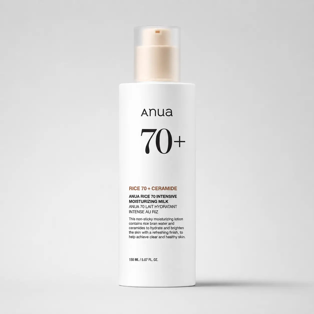 ANUA Rice 70 Intensive Moisturizing Milk tub shown upright against a plain background