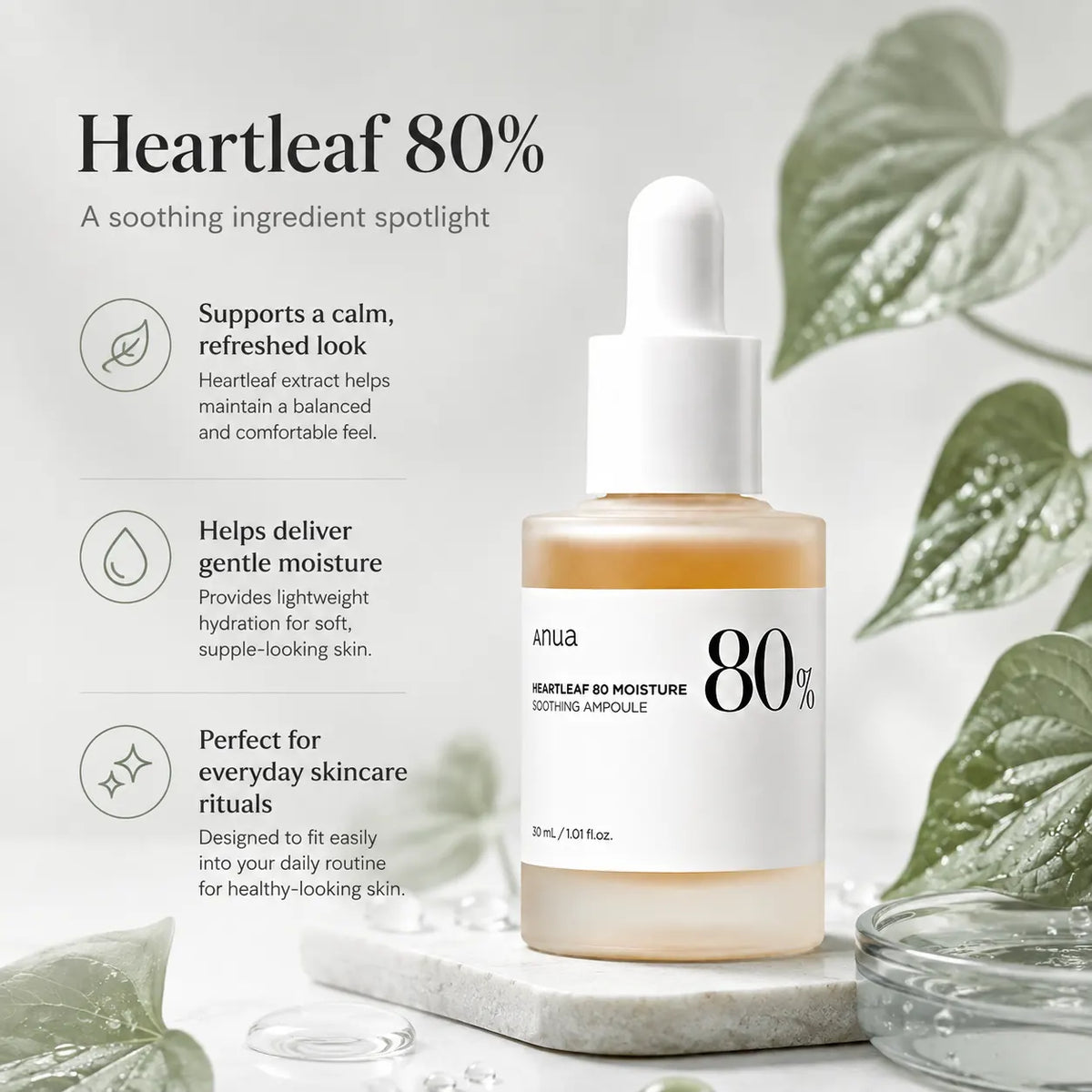 ANUA Heartleaf 80% Moisture Soothing Ampoule 30ml