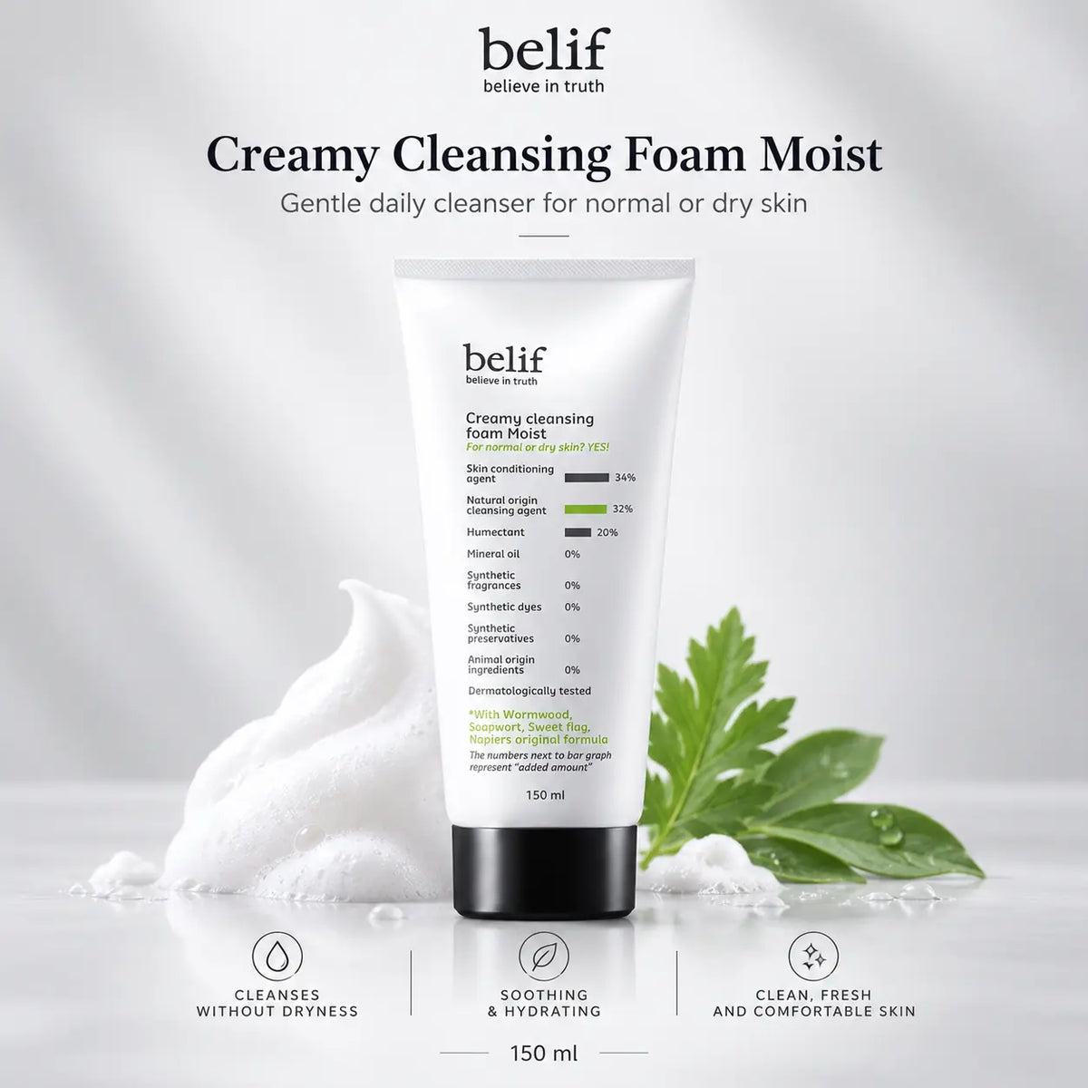 belif Creamy Cleansing Foam Moist 160ml