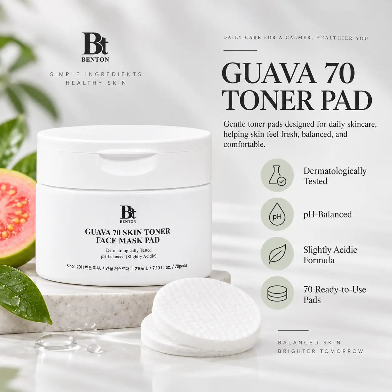 Benton Guava 70 Skin Toner Face Mask Pad 210ml 70pcs