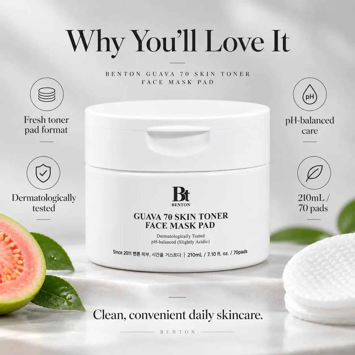 Benton Guava 70 Skin Toner Face Mask Pad 210ml 70pcs