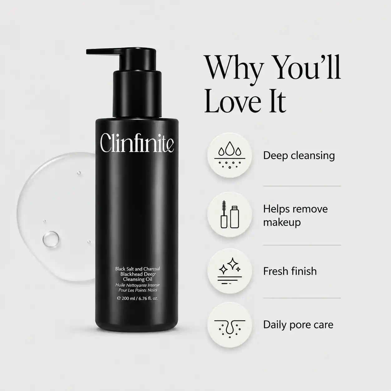 Clinfinite Black Salt Charcoal Deep Cleansing Oil