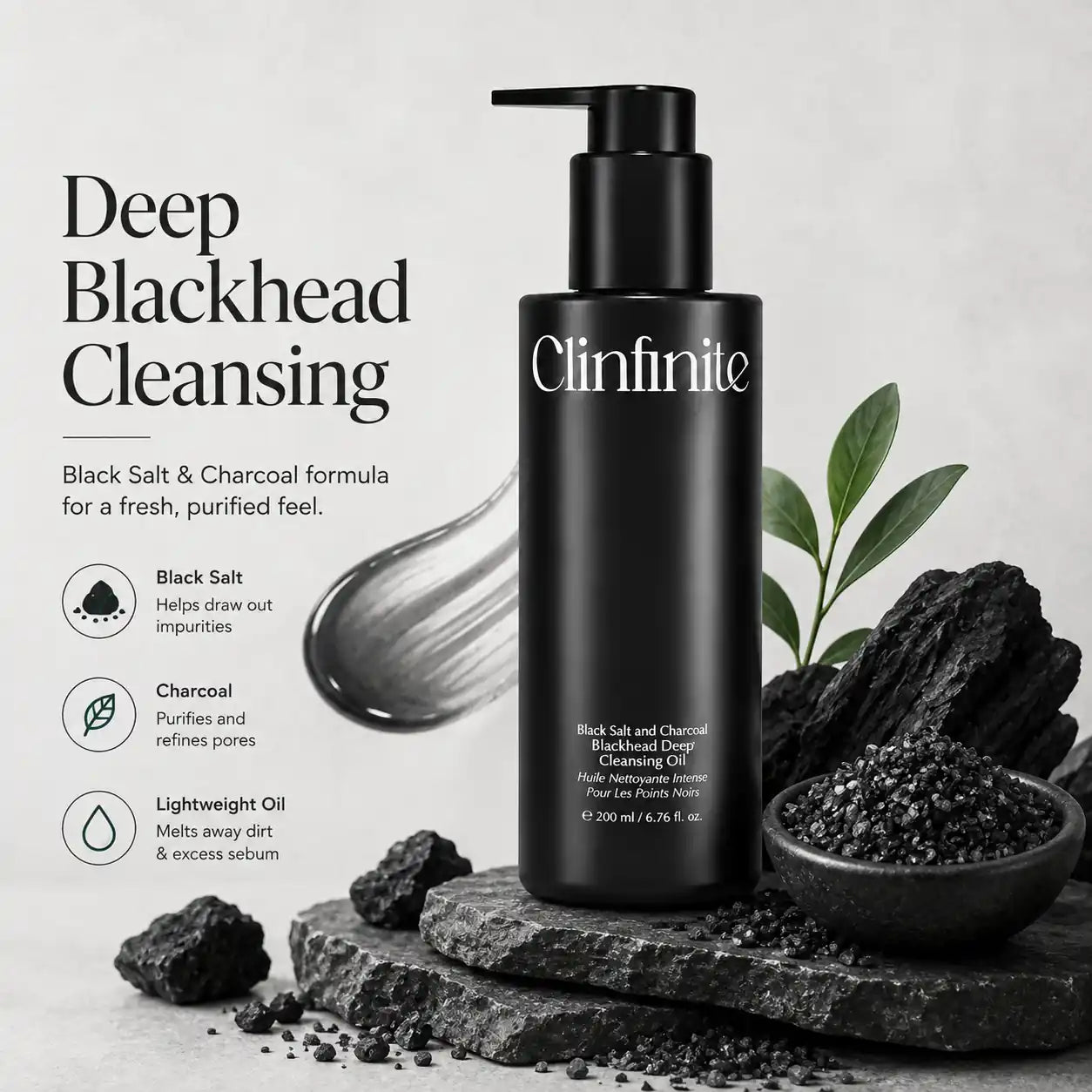 Clinfinite Black Salt Charcoal Deep Cleansing Oil