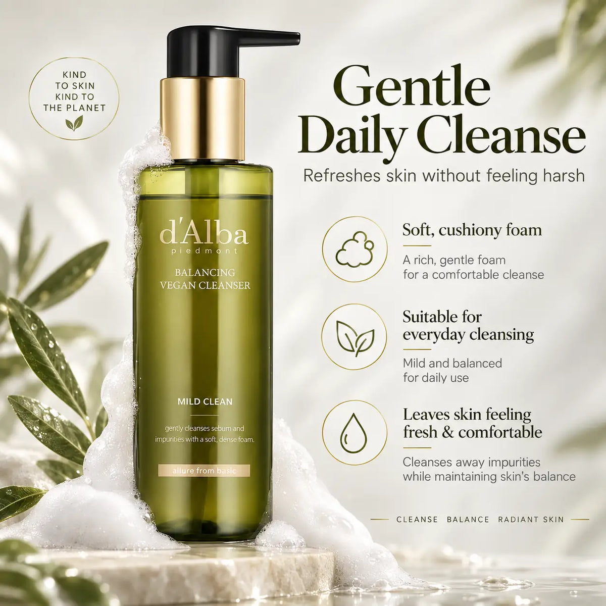 d'Alba Mild Skin Balancing Vegan Cleanser 200ml