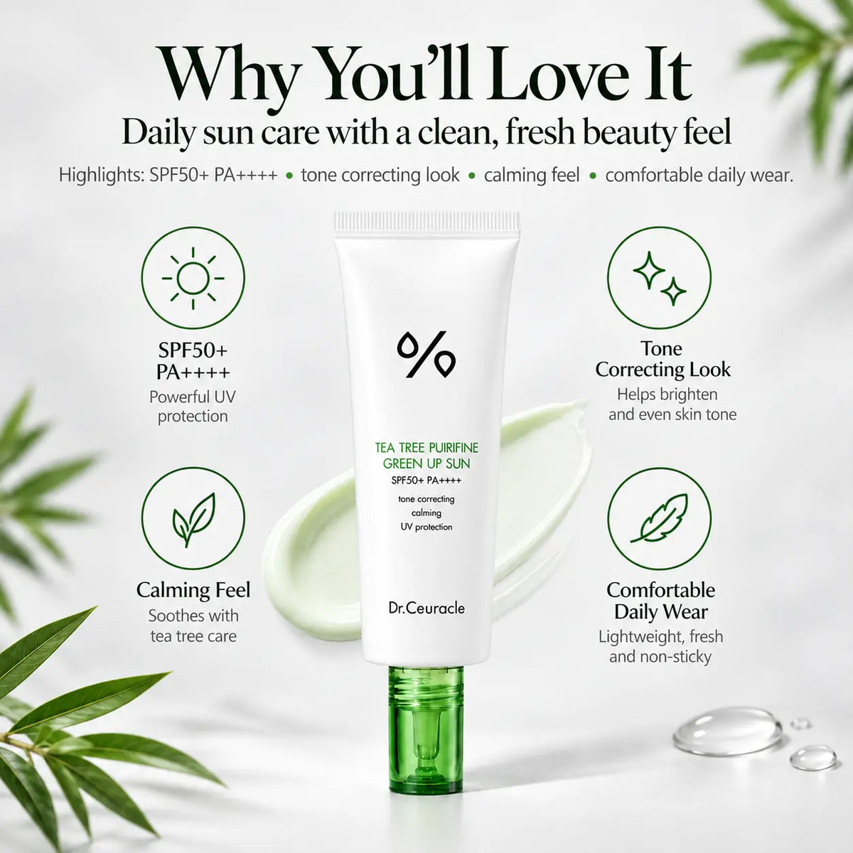 Dr. Ceuracle Tea Tree Purifine Green Up Sun SPF50 PA++++ 50ml
