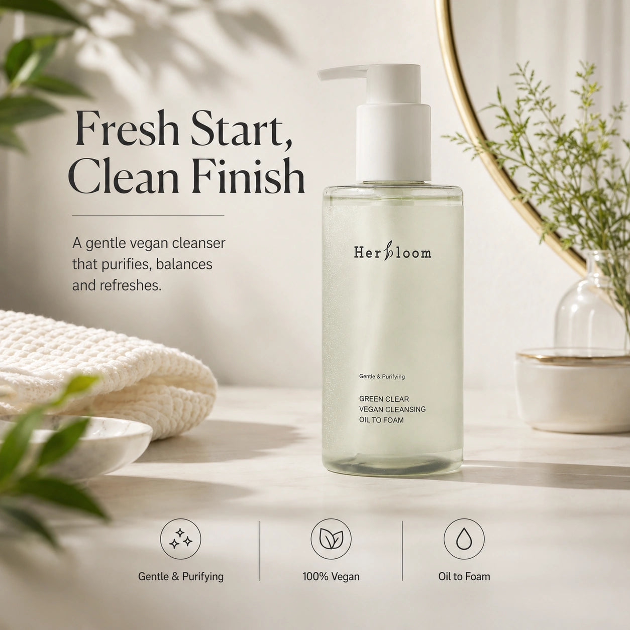 HERBLOOM Green Vegan Cleansing Oil to Foam 200ml