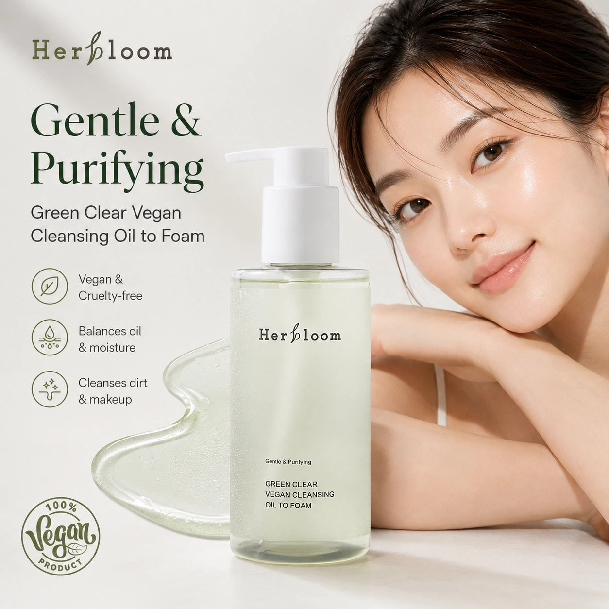 HERBLOOM Green Vegan Cleansing Oil to Foam 200ml